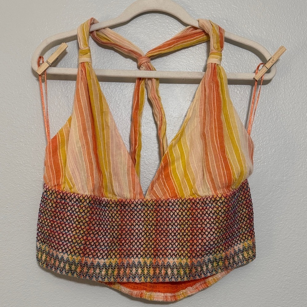 by Anthropologie Striped Smocked Tank in Yellow Multi - Picture 2 of 6